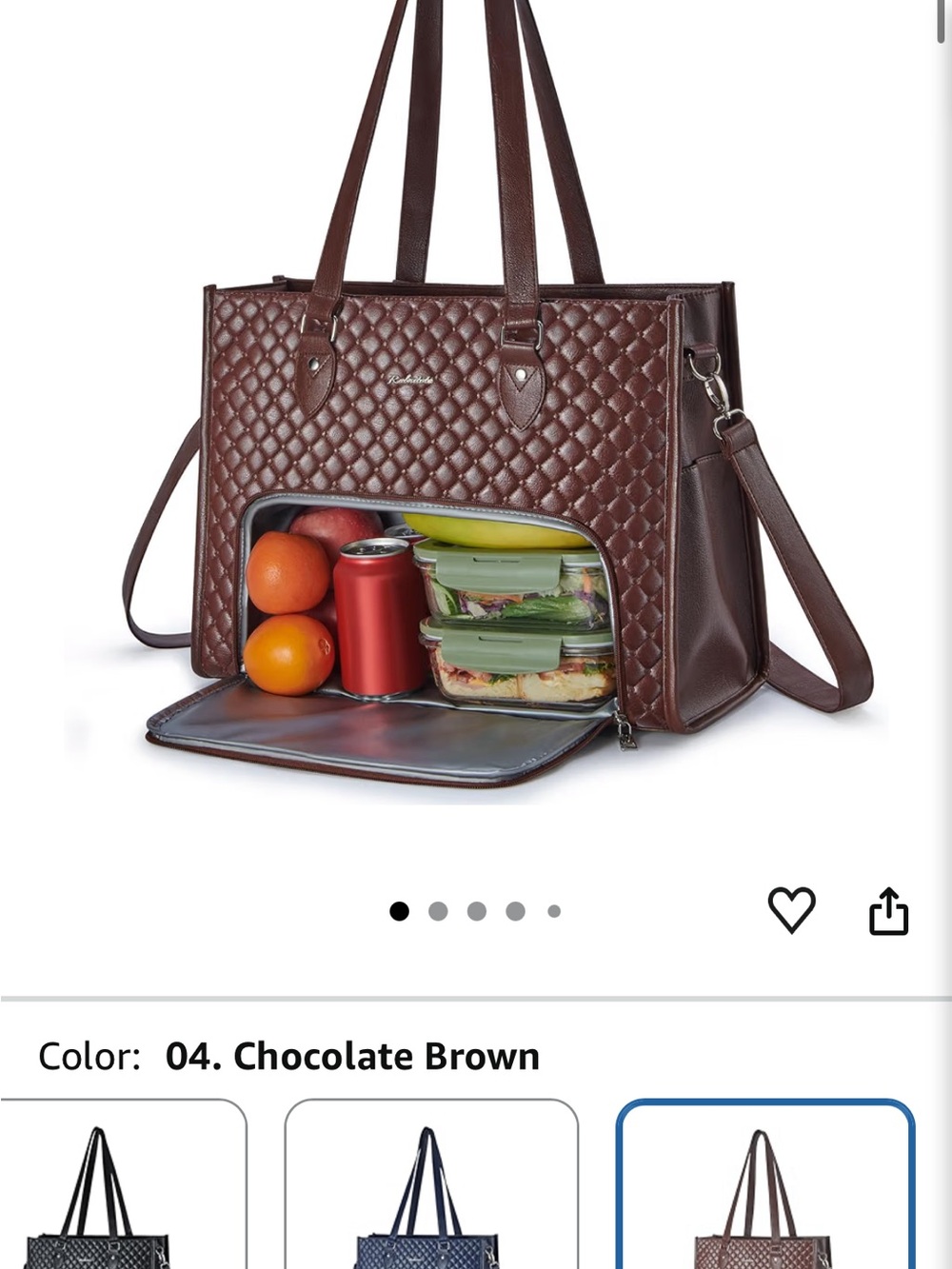 Chocolate Brown Quilted Women’s Tote and Cooler Bag